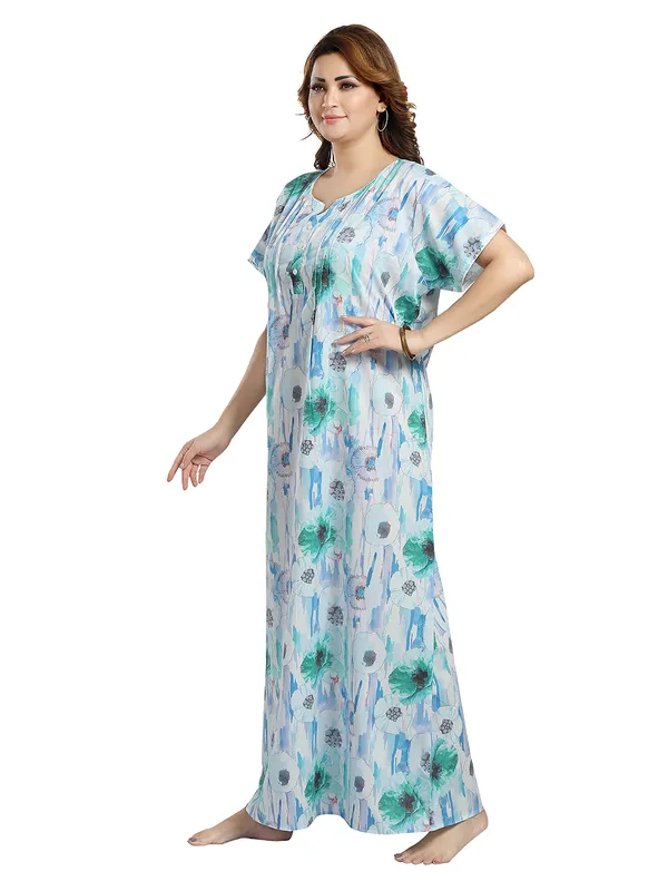 Blue_Cotton_Blend_Nighty_For_Women