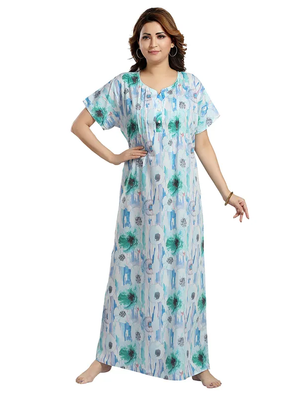 Blue_Cotton_Blend_Nighty_For_Women