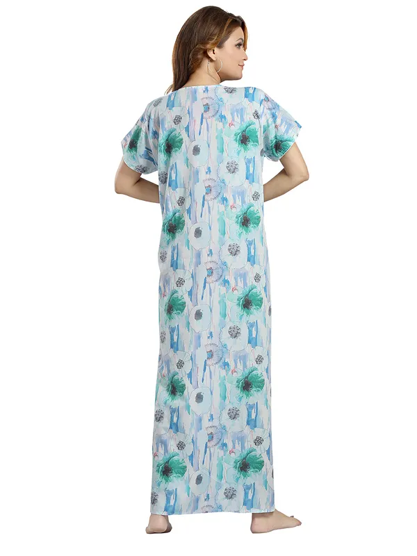 Blue_Cotton_Blend_Nighty_For_Women