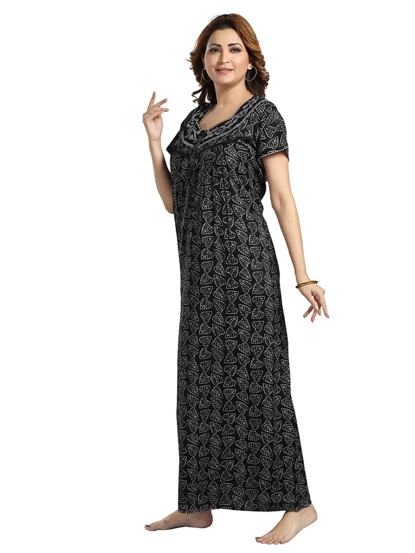 Black_leaf_print_Alpine_Night_Dress_For_Ladies
