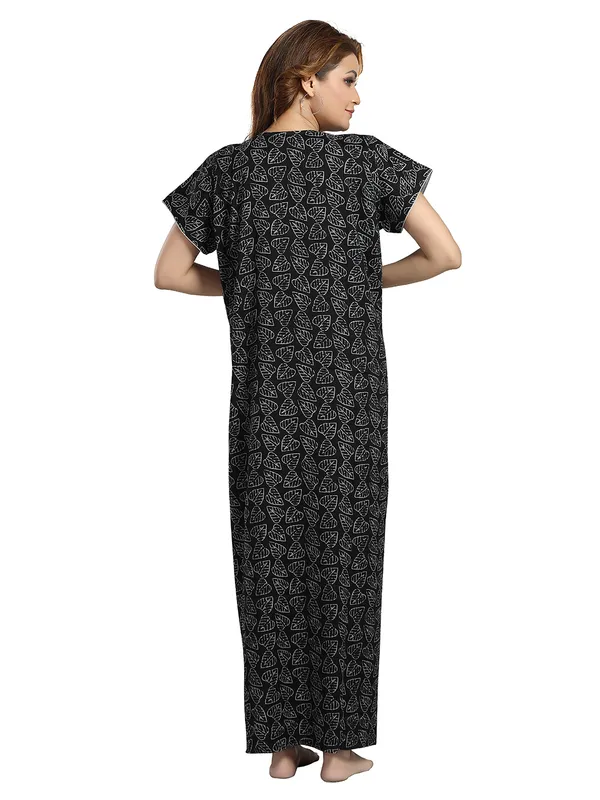 Black_leaf_print_Alpine_Night_Dress_For_Ladies