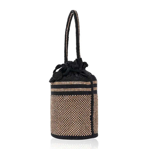 Black_Hand-Beaded_Classic_Grid_&_Band_Embroidery_Potli_For_Women_&_Girls_(11_X_11_X_20_Cm)