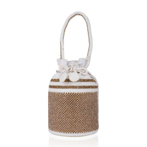 Cream_Hand-Beaded_Classic_Grid_&_Band_Embroidery_Potli_For_Women_&_Girls_(11_X_11_X_20_Cm)