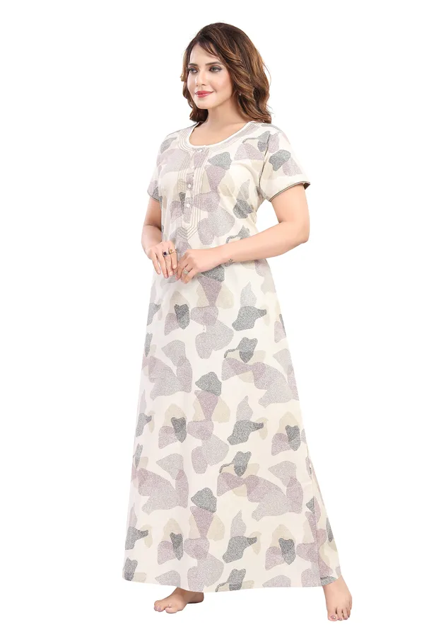 Beige__Cambric_Cotton_Nighty_for_Women