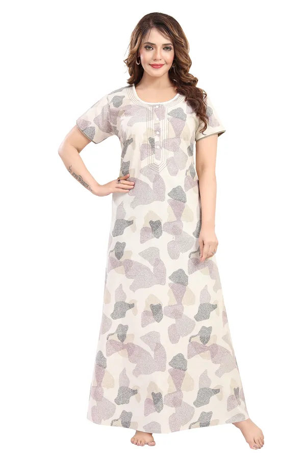 Beige__Cambric_Cotton_Nighty_for_Women