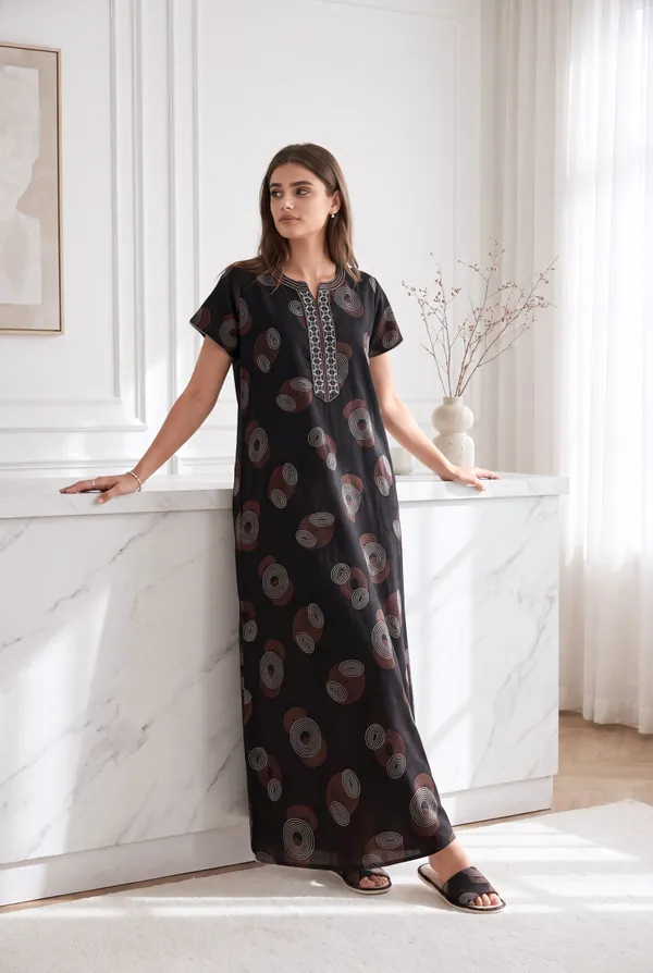 Black_geometrical_alpine_A-line_neck_embroidery_nighty_for_womens
