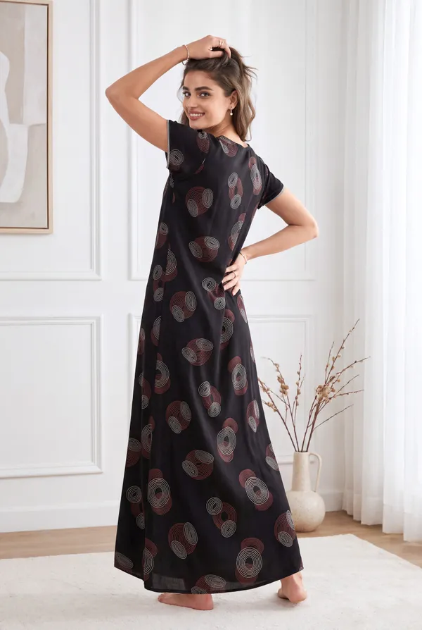 Black_geometrical_alpine_A-line_neck_embroidery_nighty_for_womens