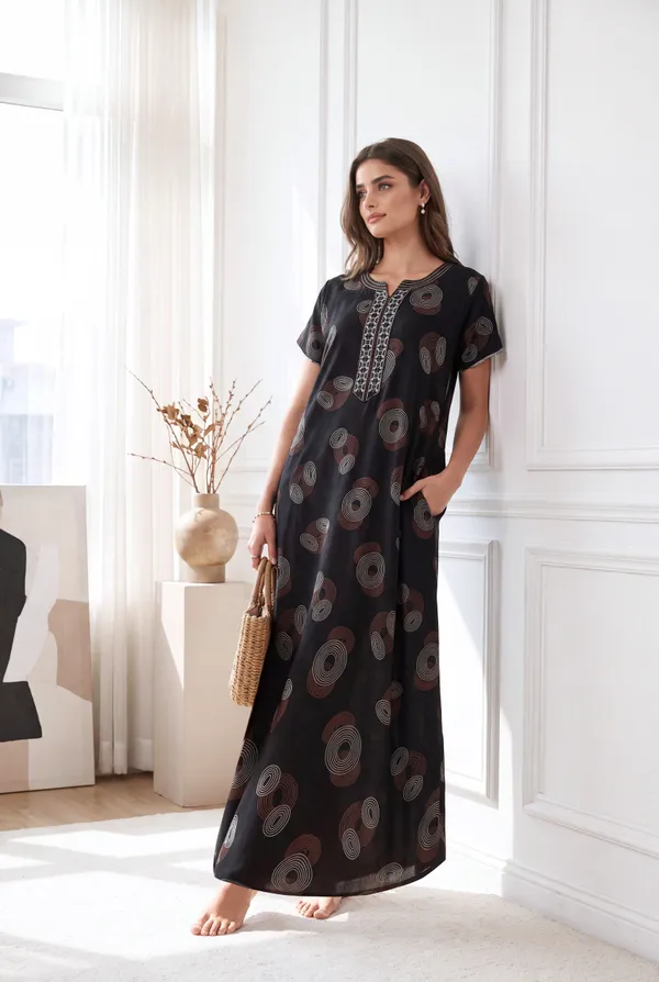 Black_geometrical_alpine_A-line_neck_embroidery_nighty_for_womens