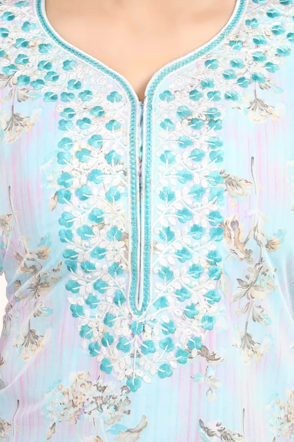 Blue_Floral_Cotton_blend_Night_Dress_For_Ladies