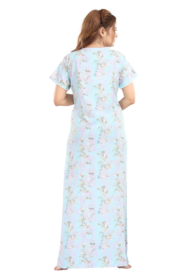 Blue_Floral_Cotton_blend_Night_Dress_For_Ladies