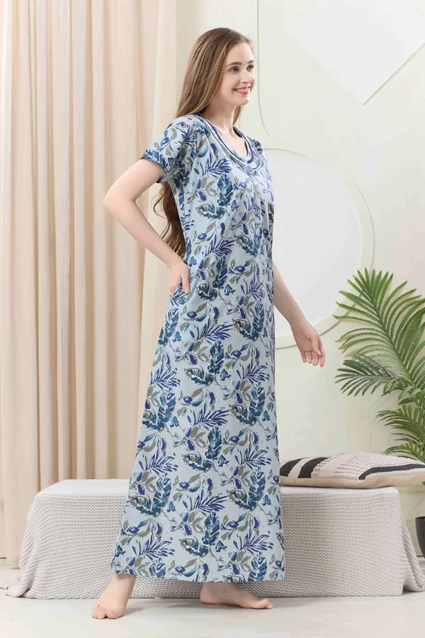 Blue_floral_pure_Cotton__Nighty_for_Women