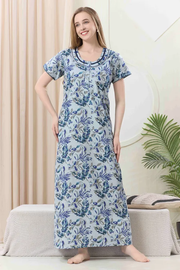 Blue_floral_pure_Cotton__Nighty_for_Women