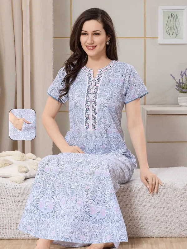 Blue_pure_Cotton__Nighty_for_Women