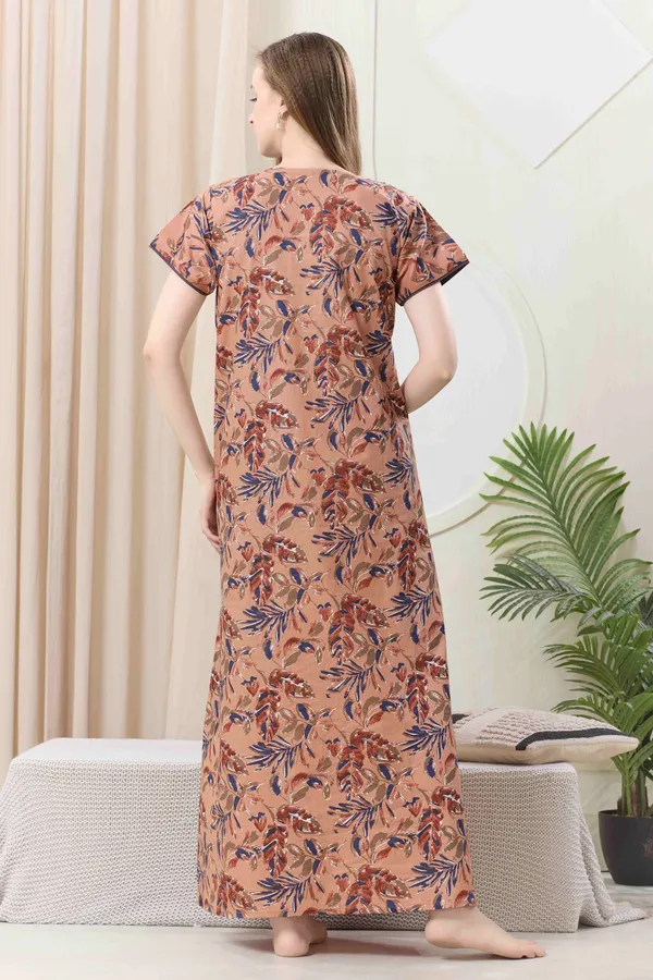 Brown_floral_pure_Cotton__Nighty_for_Women
