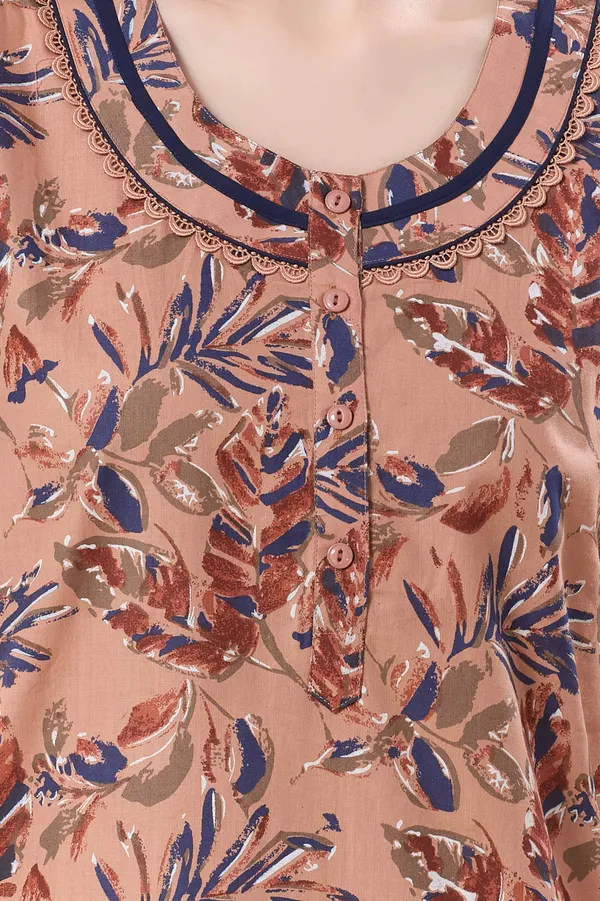 Brown_floral_pure_Cotton__Nighty_for_Women
