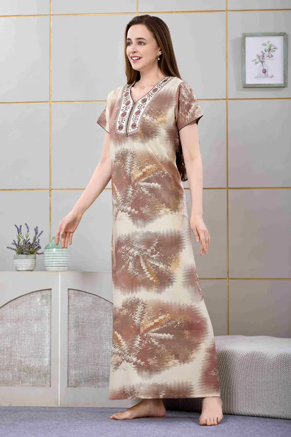 Brown_tye-dye_embroidered__A-line_Alpine__Nighty_for_Women