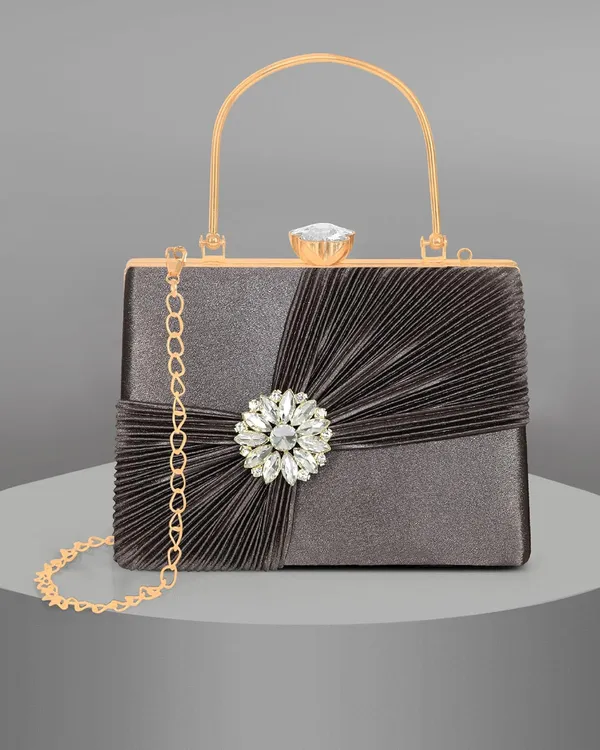 Grey_Crystal_Radiance_Clutch_For_Women_With_Handle_And_Chain_Strap_For_Women_&_Girls_(22_X_10_X_17.5_Cm)