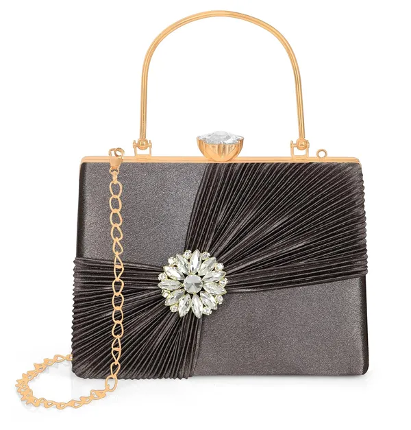 Grey_Crystal_Radiance_Clutch_For_Women_With_Handle_And_Chain_Strap_For_Women_&_Girls_(22_X_10_X_17.5_Cm)