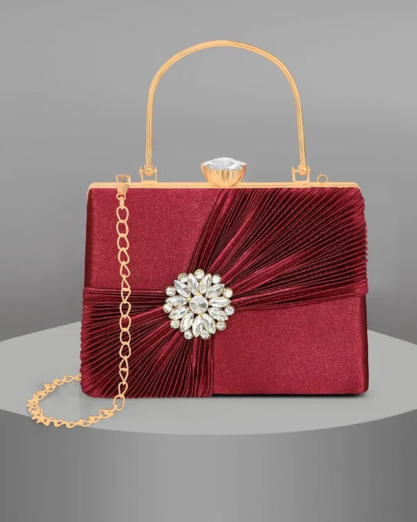 Maroon_Crystal_Radiance_Clutch_For_Women_With_Handle_And_Chain_Strap_For_Women_&_Girls_(22_X_10_X_17.5_Cm)