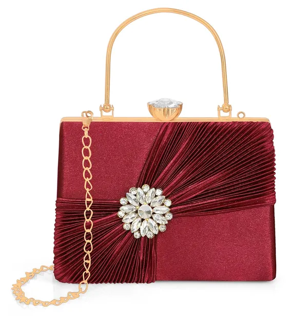 Maroon_Crystal_Radiance_Clutch_For_Women_With_Handle_And_Chain_Strap_For_Women_&_Girls_(22_X_10_X_17.5_Cm)