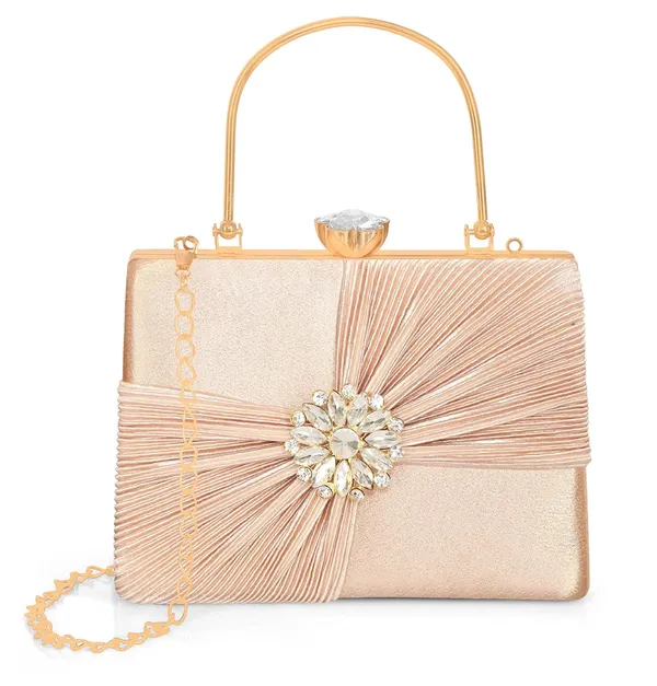 Peach_Crystal_Radiance_Clutch_For_Women_With_Handle_And_Chain_Strap_For_Women_&_Girls_(22_X_10_X_17.5_Cm)
