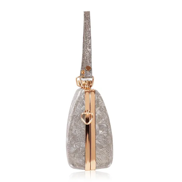 Khaki_Shimmering_Textured_Fabric_Geometric_Pattern_Crystal_Twist_Evening_Clutch_For_Women_&_Girls_(18.6_X_6_X_12.6_Cm)