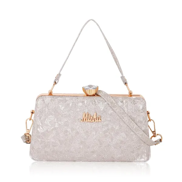 Gold_Shimmering_Textured_Fabric_Geometric_Pattern_Crystal_Twist_Evening_Clutch_For_Women_&_Girls_(18.6_X_6_X_12.6_Cm)