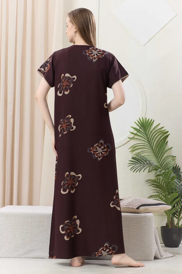 Coffee_floral_embroidered__A-line_Alpine__Nighty_for_Women