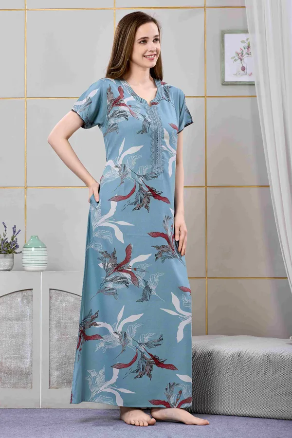Coral_blue_floral_embroidered__A-line_Alpine__Nighty_for_Women