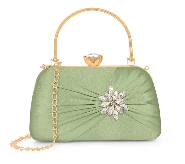 Green_Radiance_Flower_Diamond_Satin_Clutch_For_Women_&_Girls_(22_X_10_X_15_Cm)