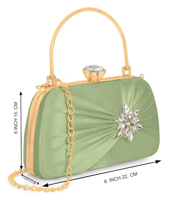 Green_Radiance_Flower_Diamond_Satin_Clutch_For_Women_&_Girls_(22_X_10_X_15_Cm)