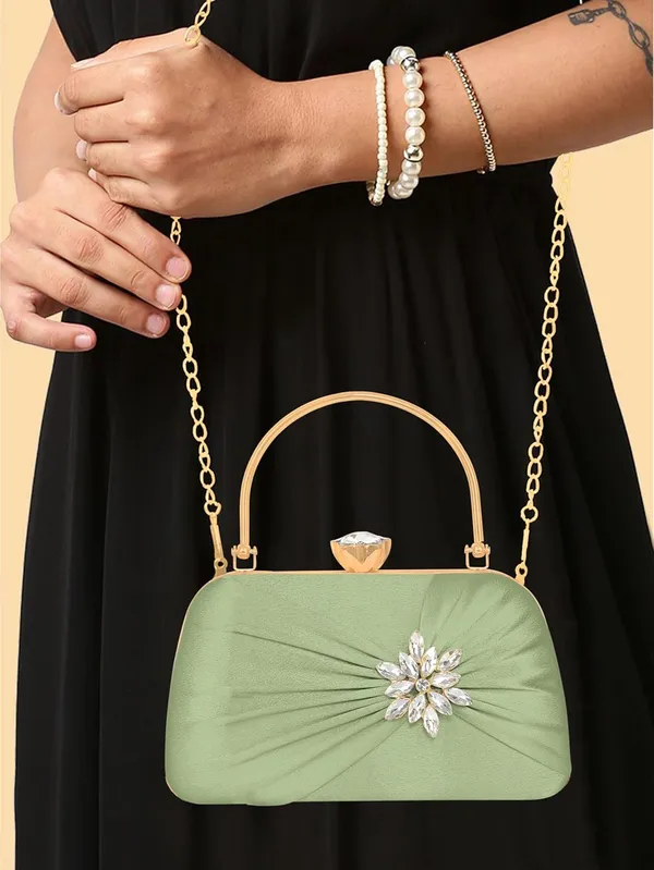 Green_Radiance_Flower_Diamond_Satin_Clutch_For_Women_&_Girls_(22_X_10_X_15_Cm)