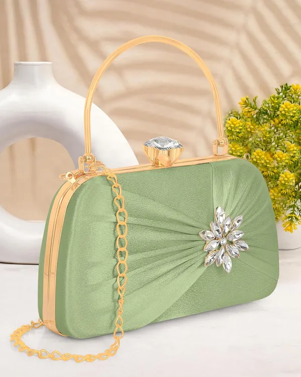 Green_Radiance_Flower_Diamond_Satin_Clutch_For_Women_&_Girls_(22_X_10_X_15_Cm)