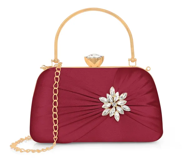 Maroon_Radiance_Flower_Diamond_Satin_Clutch_For_Women_&_Girls_(22_X_10_X_15_Cm)