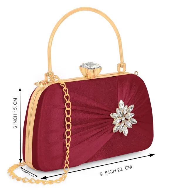 Maroon_Radiance_Flower_Diamond_Satin_Clutch_For_Women_&_Girls_(22_X_10_X_15_Cm)