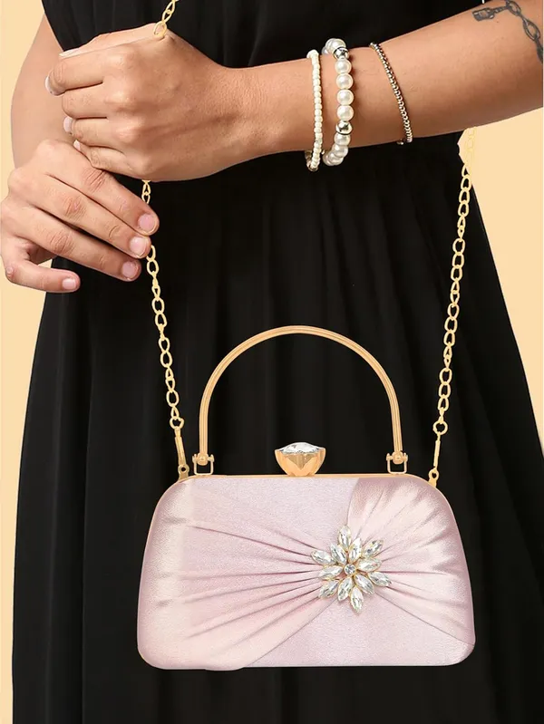Pink_Premium_Satin_With_Shiny_Texture_Diamond_Clutch_For_Women_&_Girls_(22_X_10_X_15_Cm)