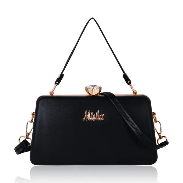 Black_Faux_Leather_Dazzling_Mirage_Clutch_For_Women_&_Girls_(18.6_X_7_X_12.5_Cm)