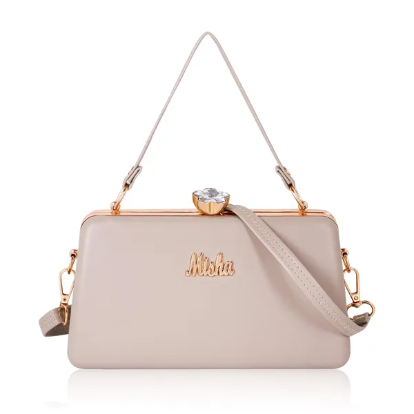 Cream_Faux_Leather_Dazzling_Mirage_Clutch_For_Women_&_Girls_(18.6_X_7_X_12.5_Cm)