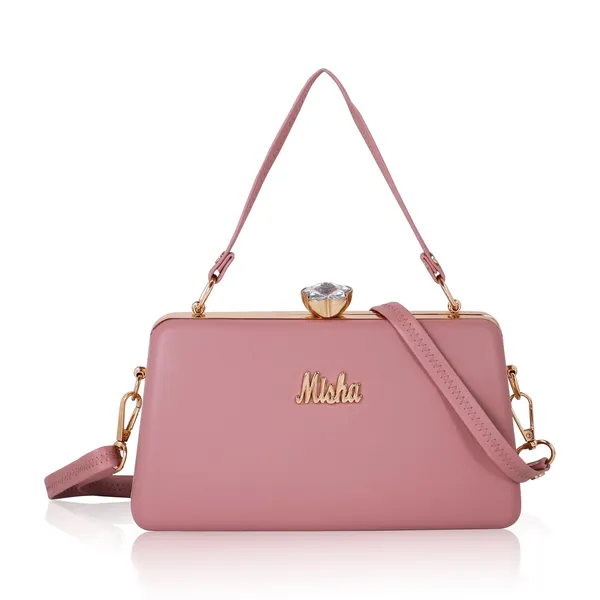 Pink_Faux_Leather_Dazzling_Mirage_Clutch_