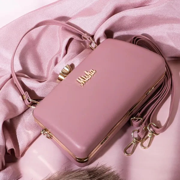 Pink_Faux_Leather_Dazzling_Mirage_Clutch_