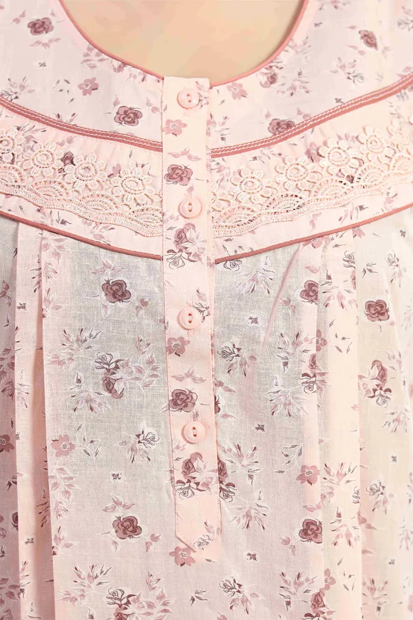 Peach_Floral_Cotton_Night_Dress_For_Ladies
