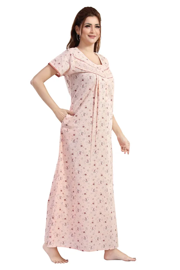 Peach_Floral_Cotton_Night_Dress_For_Ladies