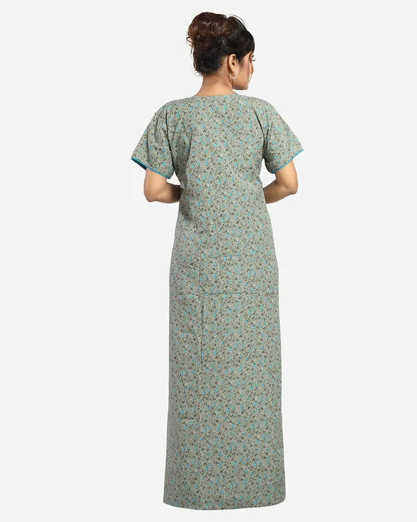 Green_Floral_Cotton_blend_Night_Dress_For_Ladies