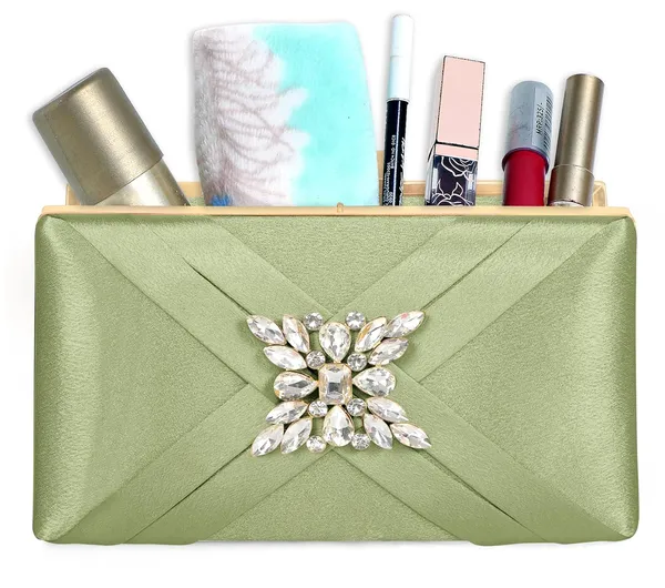 Green_Premium_Satin_With_Shiny_Texture_Diamond_Clutch_For_Women_&_Girls_(22_X_10_X_15_Cm)