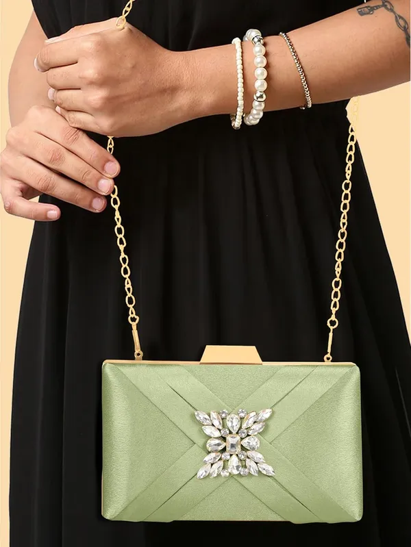 Green_Premium_Satin_With_Shiny_Texture_Diamond_Clutch_For_Women_&_Girls_(22_X_10_X_15_Cm)