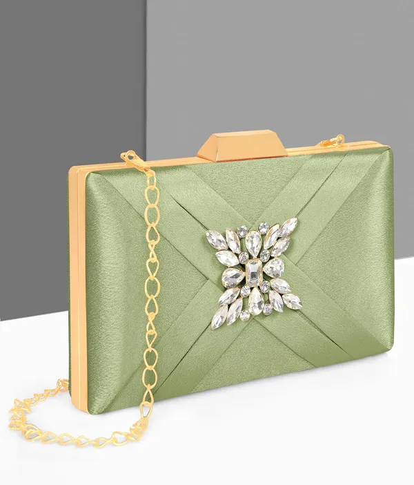 Green_Premium_Satin_With_Shiny_Texture_Diamond_Clutch_For_Women_&_Girls_(22_X_10_X_15_Cm)