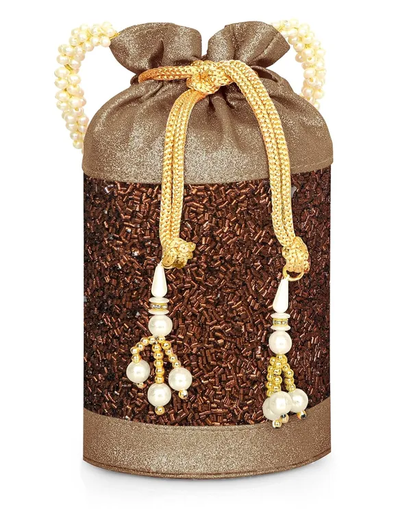 Brown_Gilded_Grace_Designer_Beaded_Potli_With_Pearl_Handle_For_Women_&_Girls_(12.5_X_12.5_X_20_Cm)