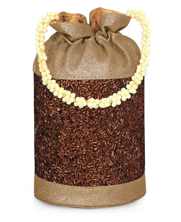 Brown_Gilded_Grace_Designer_Beaded_Potli_With_Pearl_Handle_For_Women_&_Girls_(12.5_X_12.5_X_20_Cm)