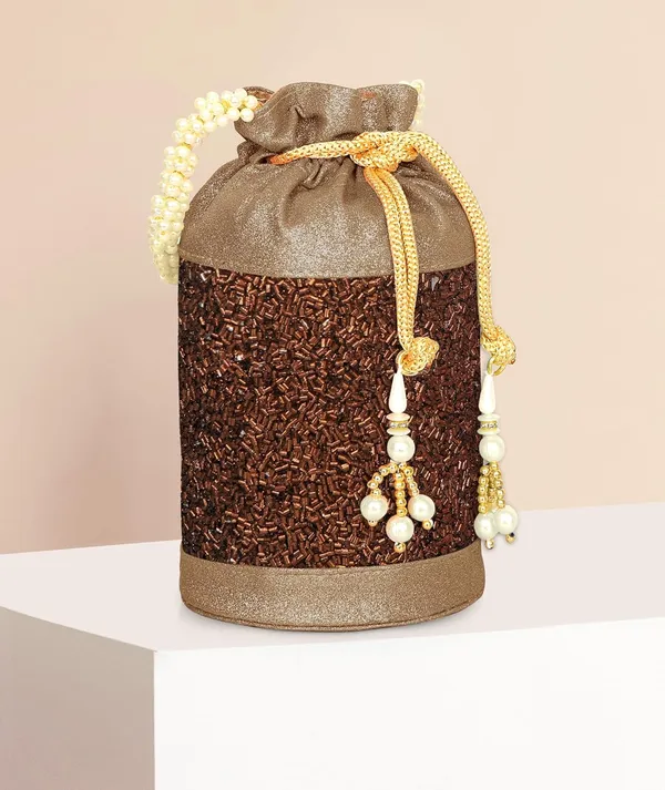 Brown_Gilded_Grace_Designer_Beaded_Potli_With_Pearl_Handle_For_Women_&_Girls_(12.5_X_12.5_X_20_Cm)