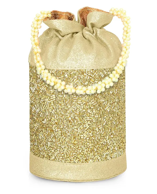 Gold_Gilded_Grace_Designer_Beaded_Potli_With_Pearl_Handle_For_Women_&_Girls_(12.5_X_12.5_X_20_Cm)
